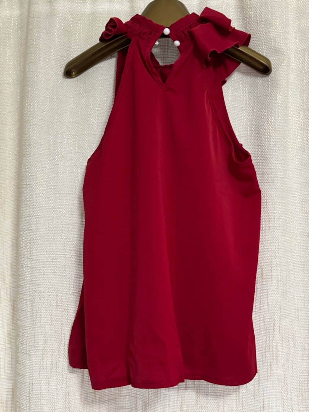 SHEIN Red Ruffle High-Neck Sleeveless Camisole - Picture 4 of 4